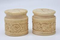 Set of Antique Chinese Bone Salt & Pepper Shakers with Carved Dragon (2 of 6) Set of Antique Chinese Bone Salt & Pepper Shakers with Carved Dragon (2 of 6)