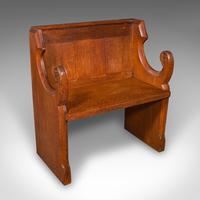 Antique Hall Settle, Scottish Oak Seat & A Half Bench, Gothic Revival c.1870