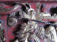 Antique Chinese giltwood carved panel, 19th century, jousting/duel (2 of 8) Antique Chinese giltwood carved panel, 19th century, jousting/duel (2 of 8)