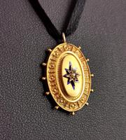 Victorian 9ct Gold Blue Enamel Pendant, Seed Pearl Star (4 of 10) Victorian 9ct Gold Blue Enamel Pendant, Seed Pearl Star (4 of 10)