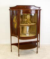Antique Mahogany Painted Display Cabinet - Bowed Glass (1 of 5)