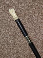 Antique Ebony Walking Stick with Hand Carved Fist Top & Nickel Collar - 91cm (5 of 12) Antique Ebony Walking Stick with Hand Carved Fist Top & Nickel Collar - 91cm (5 of 12)