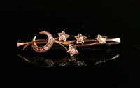 Antique Pearl Crescent & Star Brooch, 9ct Gold (2 of 8) Antique Pearl Crescent & Star Brooch, 9ct Gold (2 of 8)