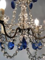Vintage French Chandelier 4 Arm Crystal Ceiling Light with Sapphire Blue Glass (12 of 13) Vintage French Chandelier 4 Arm Crystal Ceiling Light with Sapphire Blue Glass (12 of 13)