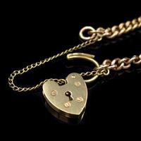 Vintage Heart Padlock Fancy Curb 9ct 9K Gold Bracelet 6" (8 of 11) Vintage Heart Padlock Fancy Curb 9ct 9K Gold Bracelet 6" (8 of 11)