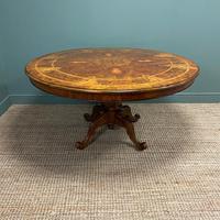 Large Figured Walnut Circular Antique Dining Table (6 of 8) Large Figured Walnut Circular Antique Dining Table (6 of 8)