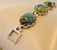 Vintage Silver & Milliflori Glass Bracelet 1970s Length 7 3/4" Heavy 23.7 Grams (9 of 12) Vintage Silver & Milliflori Glass Bracelet 1970s Length 7 3/4" Heavy 23.7 Grams (9 of 12)