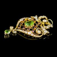 Antique Edwardian Suffragette Pendant Peridot Pearl Ruby 15ct Gold c. 1910 (6 of 6) Antique Edwardian Suffragette Pendant Peridot Pearl Ruby 15ct Gold c. 1910 (6 of 6)