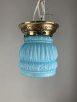 Art Deco Ceiling Light With Original Blue Shade; Brass Gallery; Rewired (7 of 7) Art Deco Ceiling Light With Original Blue Shade; Brass Gallery; Rewired (7 of 7)