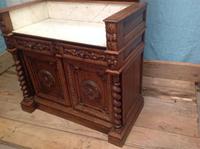 19th Century French Solid Oak Gothic Oak Revival Marble Top Washstand (6 of 9) 19th Century French Solid Oak Gothic Oak Revival Marble Top Washstand (6 of 9)