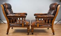 Pair of Victorian Hand Dyed Leather Library Chairs (11 of 13) Pair of Victorian Hand Dyed Leather Library Chairs (11 of 13)