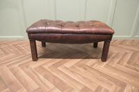 An Old Deeply Buttoned Chesterfield Leather Library Stool (1 of 5)