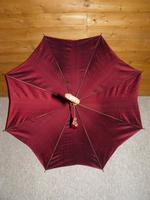 Vintage Hand Carved Handled Umbrella With Burgundy Canopy & Tassel (5 of 13) Vintage Hand Carved Handled Umbrella With Burgundy Canopy & Tassel (5 of 13)