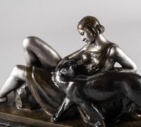 Stunning French Art Deco Bronze & Silvered Sculpture. Signed A.Ouline - Lady & Panther (9 of 11) Stunning French Art Deco Bronze & Silvered Sculpture. Signed A.Ouline - Lady & Panther (9 of 11)