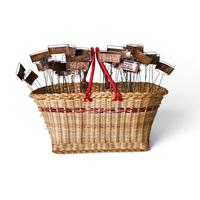 Large Collection of Vintage English Estate Gardener’s Copper Plant Labels in 1950s Basket