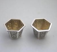 Wang Hing - Pair of Chinese Trade Solid Silver Novelty Salts & Liners c.1900 (3 of 11) Wang Hing - Pair of Chinese Trade Solid Silver Novelty Salts & Liners c.1900 (3 of 11)
