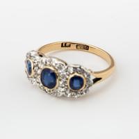 Antique Victorian Gold Sapphire & Diamond Trilogy Cluster Ring c.1880 (3 of 4) Antique Victorian Gold Sapphire & Diamond Trilogy Cluster Ring c.1880 (3 of 4)