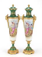 Large Pair of French Porcelain Vases with Gilt Bronze Mounts Large Pair of French Porcelain Vases with Gilt Bronze Mounts
