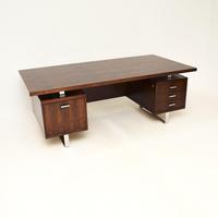 Danish Vintage Rosewood & Chrome Executive Desk by Jorgen Pedersen