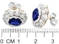 2.10ct Basaltic Sapphire & 3.30ct Diamond, 9ct Yellow Gold Cluster Earrings - Antique c.1890 (7 of 9) 2.10ct Basaltic Sapphire & 3.30ct Diamond, 9ct Yellow Gold Cluster Earrings - Antique c.1890 (7 of 9)