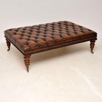 Large Antique Victorian Style Deep Buttoned Leather Stool / Coffee Table (3 of 9) Large Antique Victorian Style Deep Buttoned Leather Stool / Coffee Table (3 of 9)