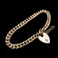 Antique Heart Padlock Fancy Curb 9ct 9K Gold Bracelet (8 of 9) Antique Heart Padlock Fancy Curb 9ct 9K Gold Bracelet (8 of 9)