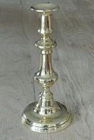 Pair of Victorian Brass Candlesticks Round Base Through Pushers 9.75" c.1860 (2 of 5)