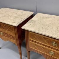 Pair of French Tulipwood Bedside Chests with Marble (7 of 10) Pair of French Tulipwood Bedside Chests with Marble (7 of 10)