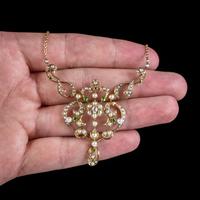 Antique Edwardian Pearl Diamond Green Garnet Lavaliere Necklace 15ct Gold c.1905 (6 of 8) Antique Edwardian Pearl Diamond Green Garnet Lavaliere Necklace 15ct Gold c.1905 (6 of 8)