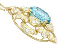 22.32ct Aquamarine, 7.62ct Diamond & 18ct Yellow Gold Pendant - Vintage c.1950 (4 of 9) 22.32ct Aquamarine, 7.62ct Diamond & 18ct Yellow Gold Pendant - Vintage c.1950 (4 of 9)