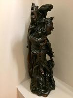 Large Chinese Carved Hardwood Figure of Immortal with Foo Dog (4 of 8) Large Chinese Carved Hardwood Figure of Immortal with Foo Dog (4 of 8)