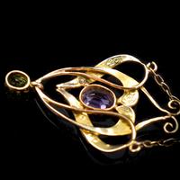 Antique Amethyst Peridot and Pearl Lavalier 9ct 9K Gold Pendant and Chain Necklace (10 of 10) Antique Amethyst Peridot and Pearl Lavalier 9ct 9K Gold Pendant and Chain Necklace (10 of 10)