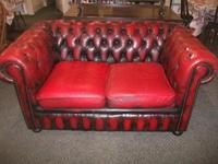 Red Leather 2 Seater Chesterfield Settee (2 of 3) Red Leather 2 Seater Chesterfield Settee (2 of 3)