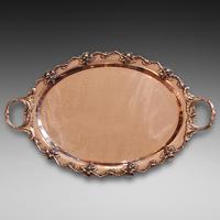 19th Century Copper Oval Two-handled Serving Tray