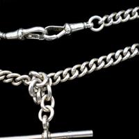 Birmingham 1922 Sterling Silver Double Albert Watch Chain Necklace (9 of 10) Birmingham 1922 Sterling Silver Double Albert Watch Chain Necklace (9 of 10)
