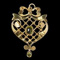 Antique Edwardian Suffragette Pendant Peridot Pearl Ruby 15ct Gold c. 1910 (4 of 6) Antique Edwardian Suffragette Pendant Peridot Pearl Ruby 15ct Gold c. 1910 (4 of 6)