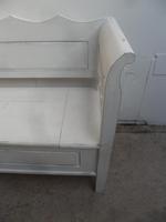A White Panelled 3 Seater Antique/Old Pine Kitchen/Hall Box Settle/ Bench (5 of 11) A White Panelled 3 Seater Antique/Old Pine Kitchen/Hall Box Settle/ Bench (5 of 11)