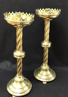 Pair of Wonderful Large Brass Gothic Revival Altar Candlesticks (5 of 7) Pair of Wonderful Large Brass Gothic Revival Altar Candlesticks (5 of 7)