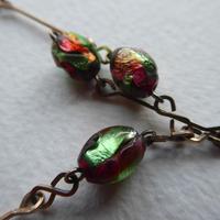 Art Deco Pink & Green Foil Glass Bead Necklace (2 of 7) Art Deco Pink & Green Foil Glass Bead Necklace (2 of 7)