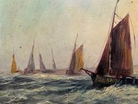 19thc (British School) Fishing Boats In Rough Seas Oil On Board Painting (3 of 13) 19thc (British School) Fishing Boats In Rough Seas Oil On Board Painting (3 of 13)