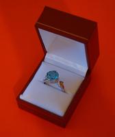 Vintage 925 Silver Blue Topaz Cocktail Ring - Boxed