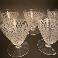 Five Art Deco Baccarat Etched Fine Crystal Glasses (2 of 3) Five Art Deco Baccarat Etched Fine Crystal Glasses (2 of 3)