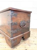 Antique Mahogany Metal Bound Trunk with Wheels (7 of 10) Antique Mahogany Metal Bound Trunk with Wheels (7 of 10)