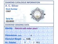 Natural Saltwater Pearl & 0.95ct Diamond, 18ct White Gold Dress Ring c.1930 (7 of 12) Natural Saltwater Pearl & 0.95ct Diamond, 18ct White Gold Dress Ring c.1930 (7 of 12)