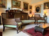 19th Century Antique Mahogany Upholstered 3 Piece Bergere Sofa Suite Armchairs Settee (14 of 15) 19th Century Antique Mahogany Upholstered 3 Piece Bergere Sofa Suite Armchairs Settee (14 of 15)