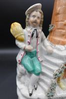 Late 19th Century Staffordshire Flatback Figure of a Windmill (4 of 6) Late 19th Century Staffordshire Flatback Figure of a Windmill (4 of 6)