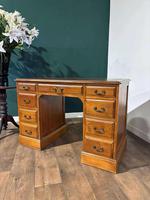 Reproduction Oak Twin Pedestal Desk