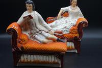 Unusual Pair of Mid 19th Century Staffordshire Reclining Figures (2 of 5) Unusual Pair of Mid 19th Century Staffordshire Reclining Figures (2 of 5)