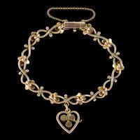 Antique Victorian Turquoise Heart Forget Me Not Bracelet 9ct Gold With Box c 1880 (8 of 9) Antique Victorian Turquoise Heart Forget Me Not Bracelet 9ct Gold With Box c 1880 (8 of 9)