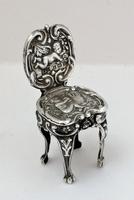 Edwardian, Miniature Silver Chair, Levi & Salaman, B'ham 1902 (10 of 10) Edwardian, Miniature Silver Chair, Levi & Salaman, B'ham 1902 (10 of 10)